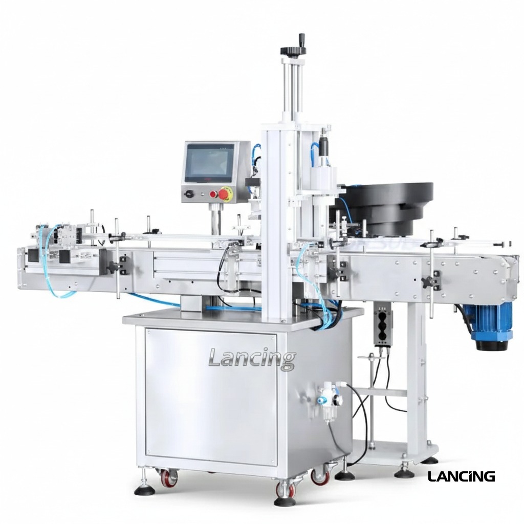 Automatic Bottle Cap Pressing Machine With Cap Feeder view 2