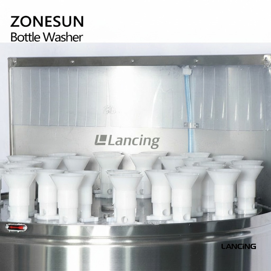 Rotary Small Semi Automatic Bottle Washing Machine view 4