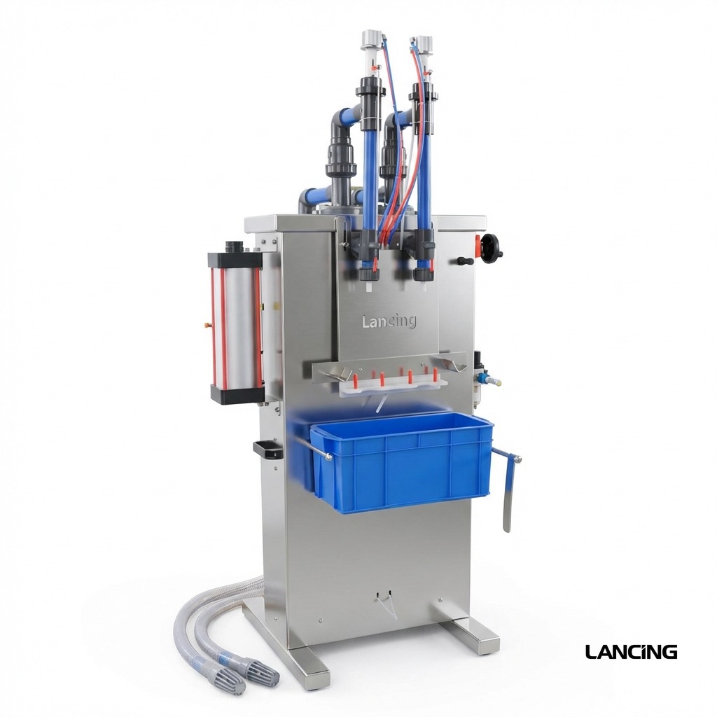 LU-YTCR2 Fully Pneumatic Semi-automatic 2 Nozzles Corrosive Liquid Filling Machine view 2