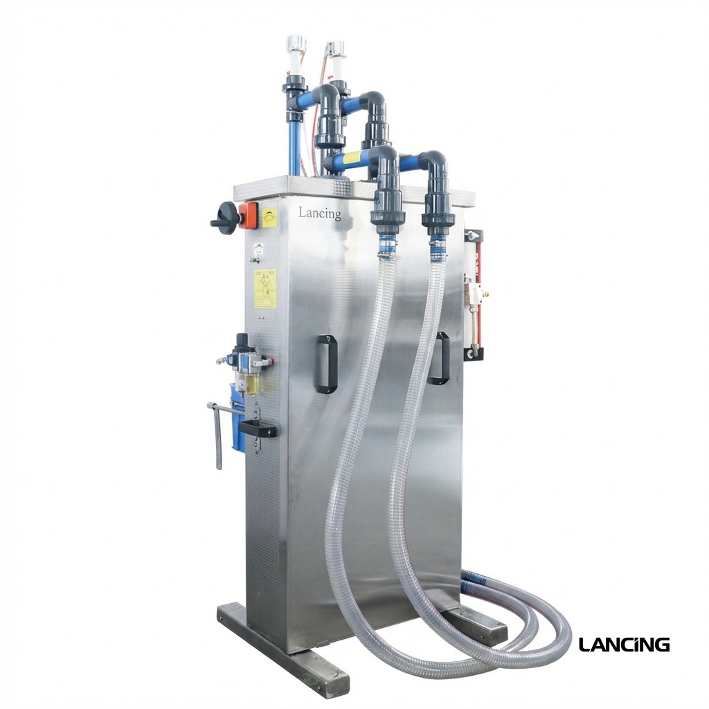LU-YTCR2 Fully Pneumatic Semi-automatic 2 Nozzles Corrosive Liquid Filling Machine view 4